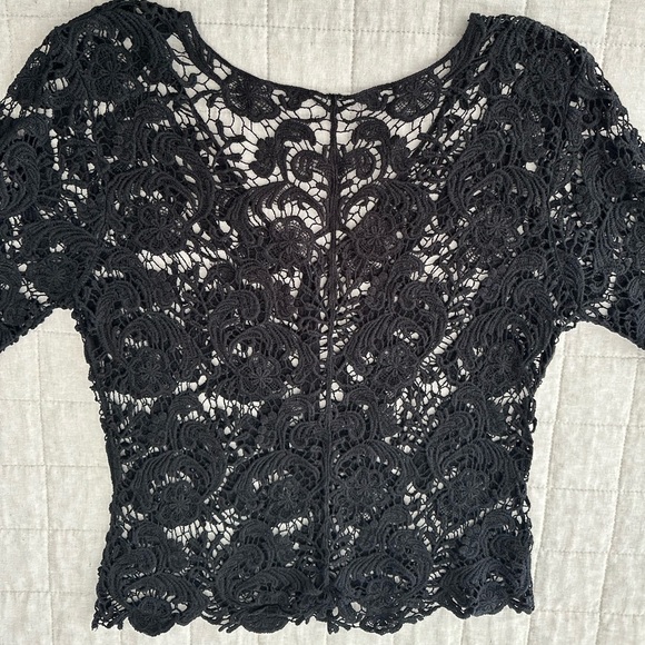 Boho Style Lace Top, Button Front, L - Picture 2 of 3